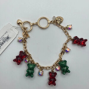BETSEY JOHNSON Christmas Holiday Gummy Bears & AB Crystals Bracelet NWT